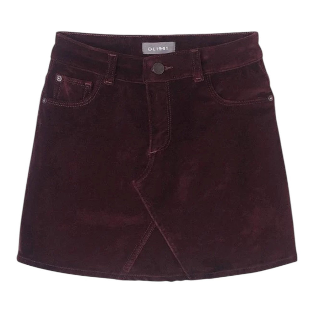 DL1961 Jenny Velveteen Skirt Girls Size 14‎ Burgundy Manor Mini 256725 Winter